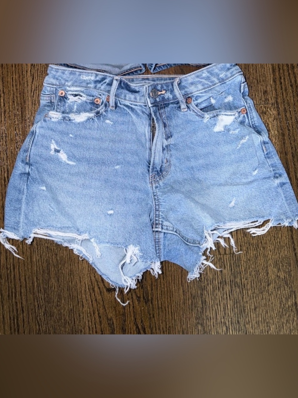 American Eagle Outfitters Light Blue Distressed Jean Shorts